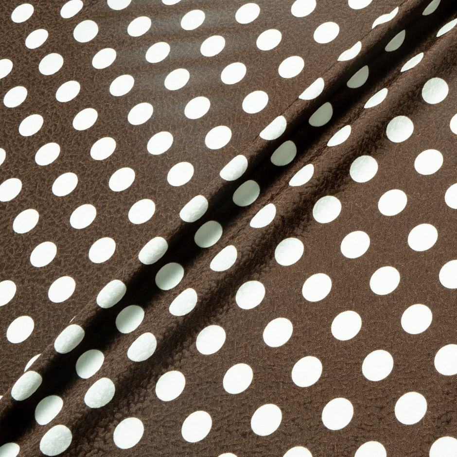 White Spotted Brown Silk Cloqué