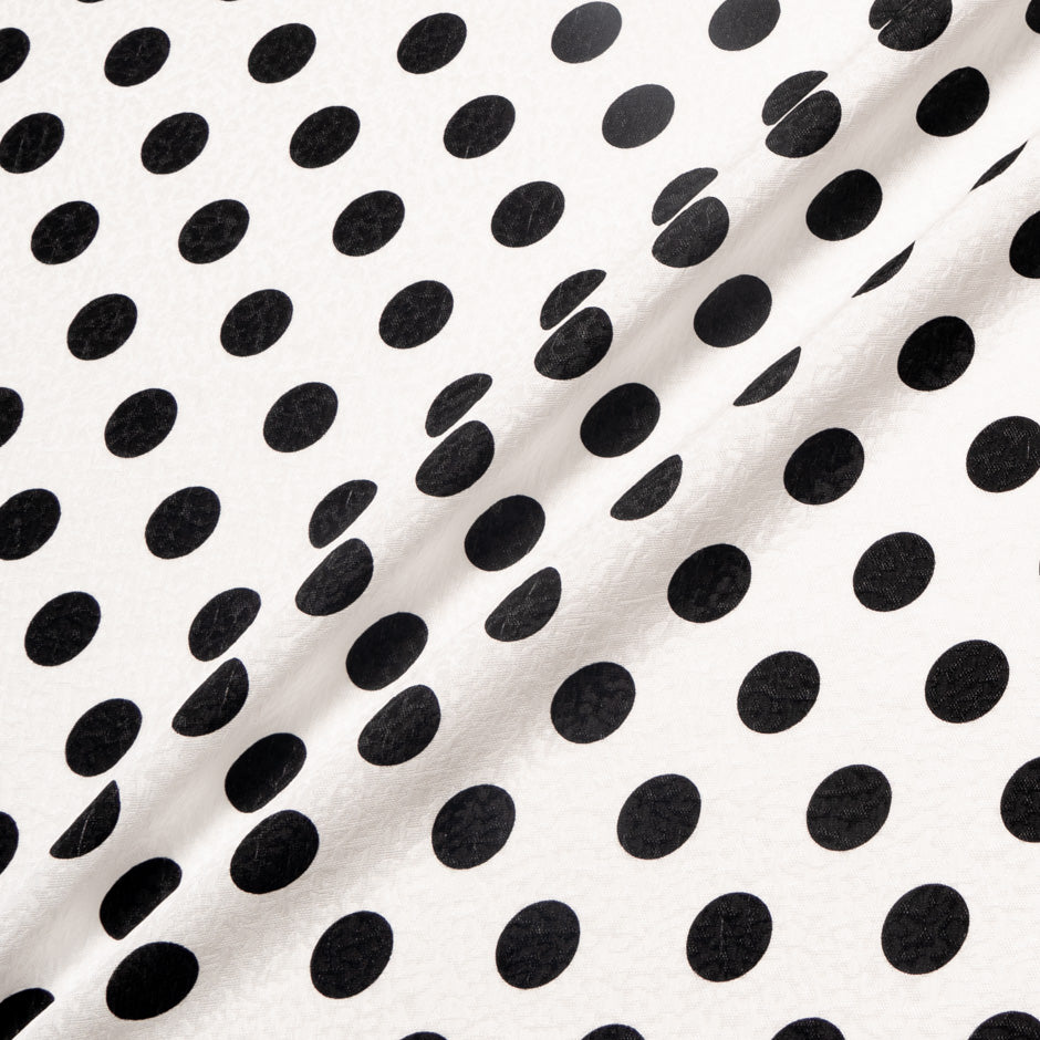 Black Spotted White Silk Cloqué