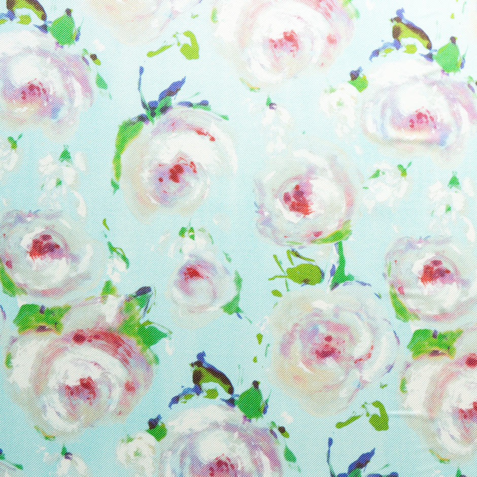 Pastel 'Watercolour' Floral Printed Double Silk Twill