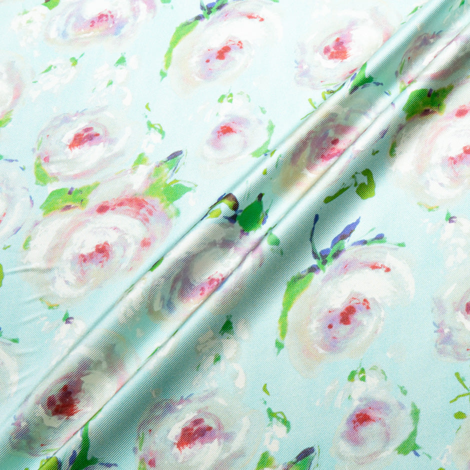 Pastel 'Watercolour' Floral Printed Double Silk Twill