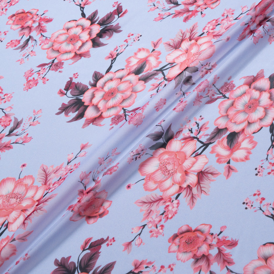 Soft Red Floral Printed Pure Silk Georgette