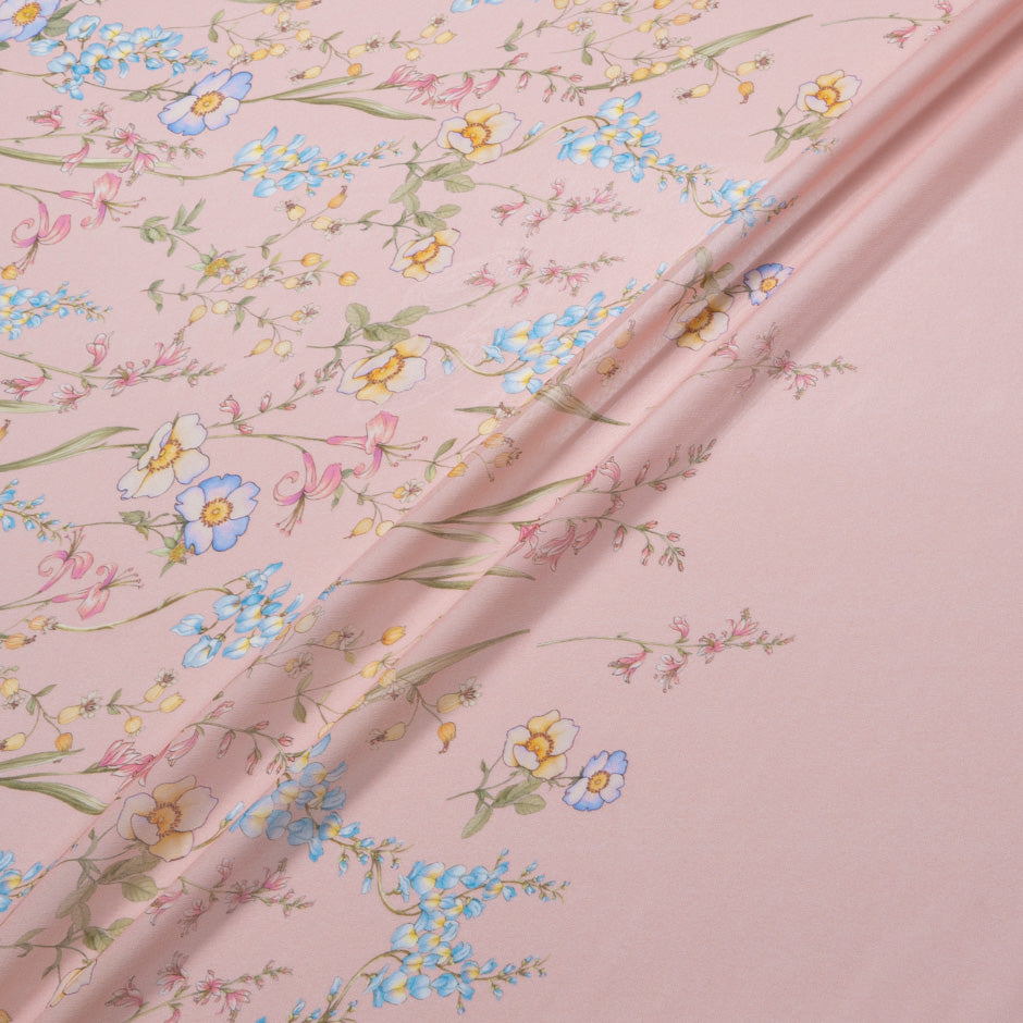 Wild Floral Printed Pink Pure Silk Georgette