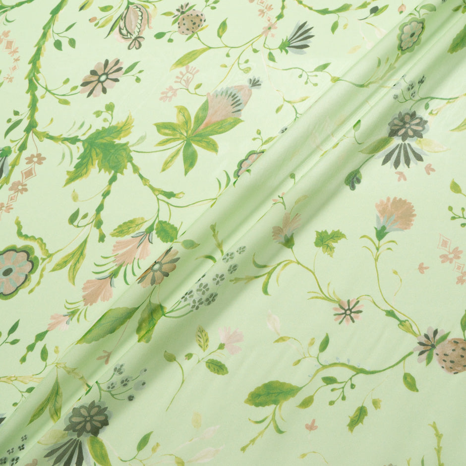 Green Floral Printed Pure Silk Georgette